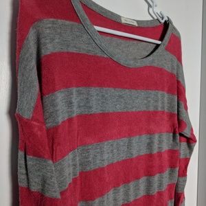 Red and gray striped sweater